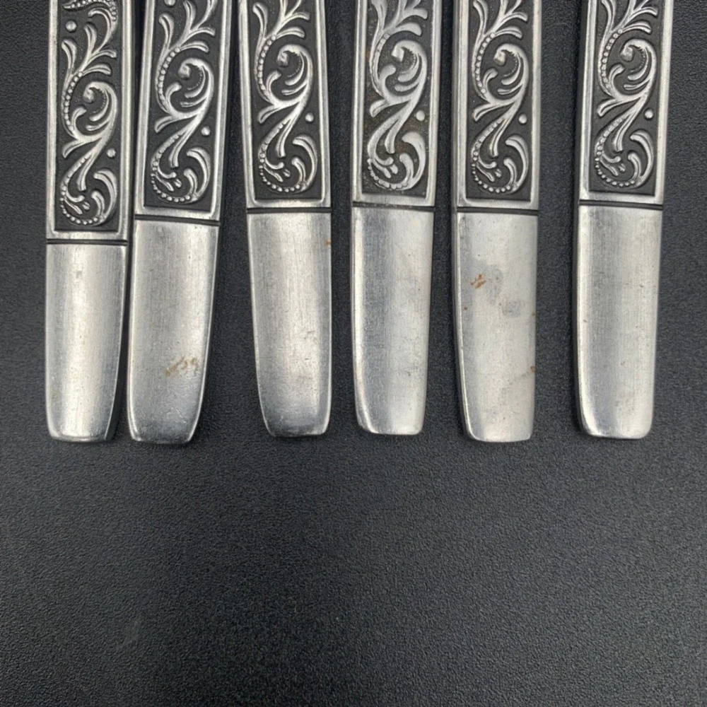 Amefa Royal Damask Stainless Steel Dinner Forks Set of 6 Scroll Pattern Holland